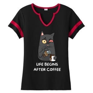 Life Begins After Coffee Ladies Halftime Notch Neck Tee