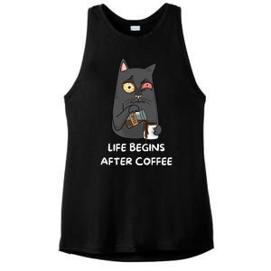 Life Begins After Coffee Ladies PosiCharge Tri-Blend Wicking Tank