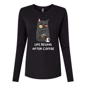 Life Begins After Coffee Womens Cotton Relaxed Long Sleeve T-Shirt