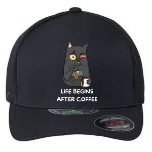 Life Begins After Coffee Flexfit Unipanel Trucker Cap