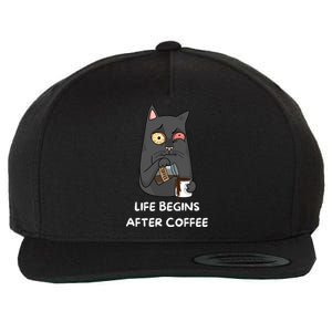 Life Begins After Coffee Wool Snapback Cap