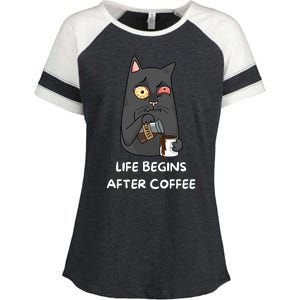 Life Begins After Coffee Enza Ladies Jersey Colorblock Tee