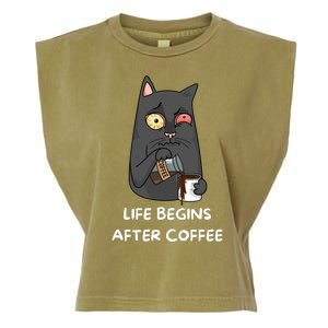 Life Begins After Coffee Garment-Dyed Women's Muscle Tee