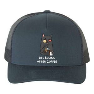 Life Begins After Coffee Yupoong Adult 5-Panel Trucker Hat