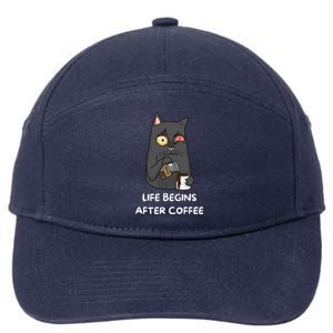 Life Begins After Coffee 7-Panel Snapback Hat