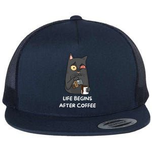 Life Begins After Coffee Flat Bill Trucker Hat