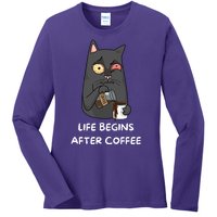 Life Begins After Coffee Ladies Long Sleeve Shirt