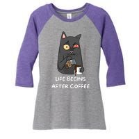 Life Begins After Coffee Women's Tri-Blend 3/4-Sleeve Raglan Shirt