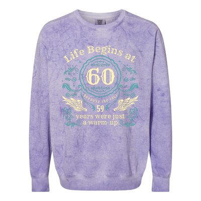 Life Begins At 60 Vintage 60 Years Old 60th Birthday Colorblast Crewneck Sweatshirt