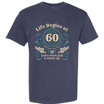 Life Begins At 60 Vintage 60 Years Old 60th Birthday Garment-Dyed Heavyweight T-Shirt