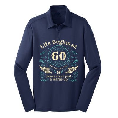 Life Begins At 60 Vintage 60 Years Old 60th Birthday Silk Touch Performance Long Sleeve Polo