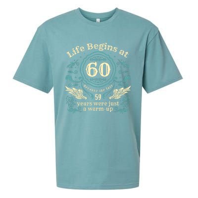 Life Begins At 60 Vintage 60 Years Old 60th Birthday Sueded Cloud Jersey T-Shirt