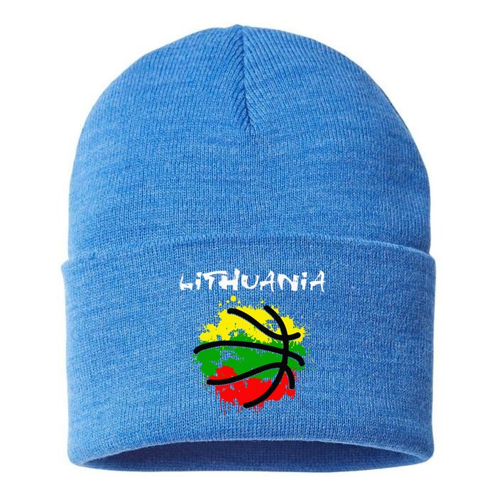 Lithuania Basketball Abstract Lithuania Strong Sustainable Knit Beanie