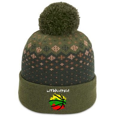 Lithuania Basketball Abstract Lithuania Strong The Baniff Cuffed Pom Beanie