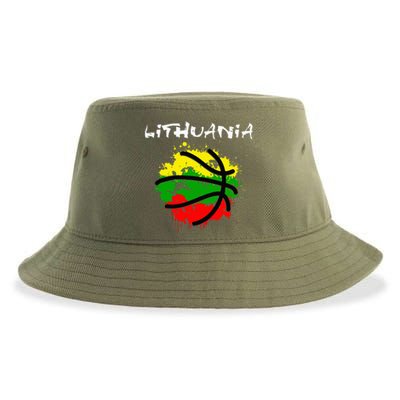 Lithuania Basketball Abstract Lithuania Strong Sustainable Bucket Hat