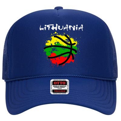 Lithuania Basketball Abstract Lithuania Strong High Crown Mesh Back Trucker Hat