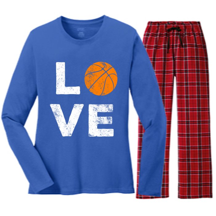 Love Basketball American Team Fan Gift Women's Long Sleeve Flannel Pajama Set 