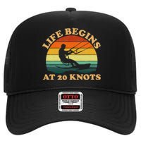 Life Begins At 20 Knots Kiteboarding High Crown Mesh Back Trucker Hat