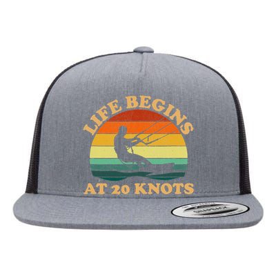 Life Begins At 20 Knots Kiteboarding Flat Bill Trucker Hat