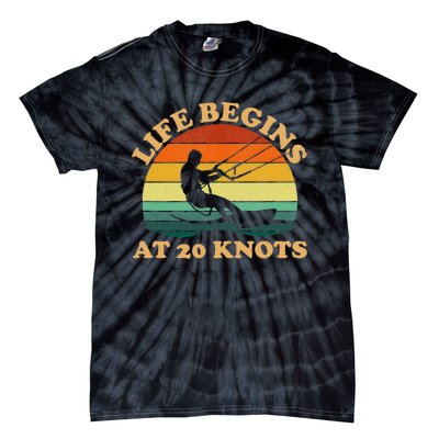 Life Begins At 20 Knots Kiteboarding Tie-Dye T-Shirt