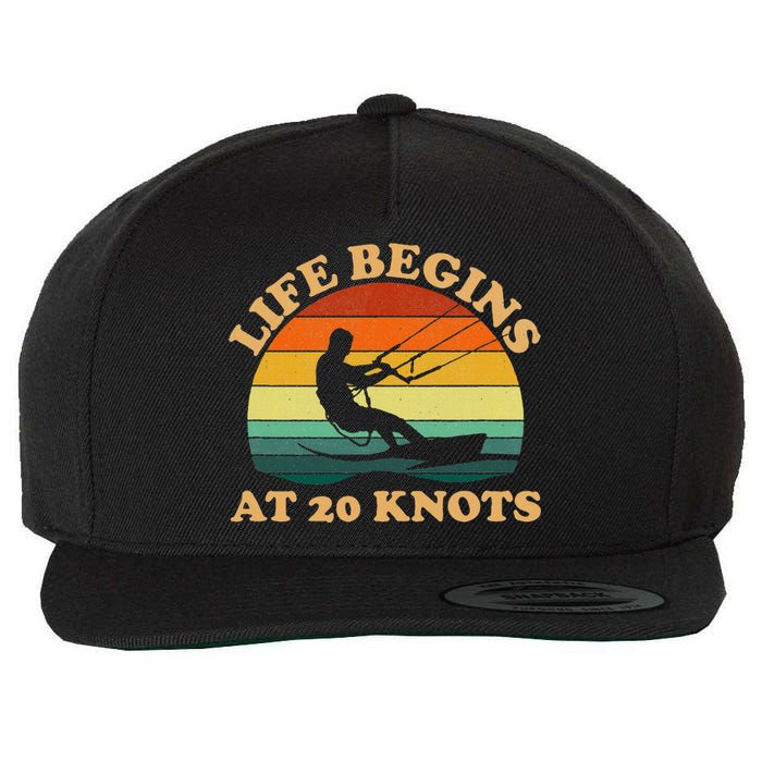 Life Begins At 20 Knots Kiteboarding Wool Snapback Cap