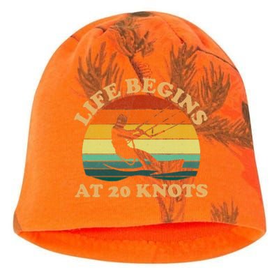 Life Begins At 20 Knots Kiteboarding Kati - Camo Knit Beanie