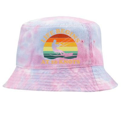 Life Begins At 20 Knots Kiteboarding Tie-Dyed Bucket Hat