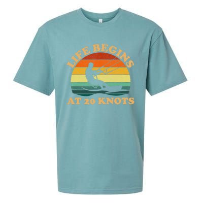 Life Begins At 20 Knots Kiteboarding Sueded Cloud Jersey T-Shirt