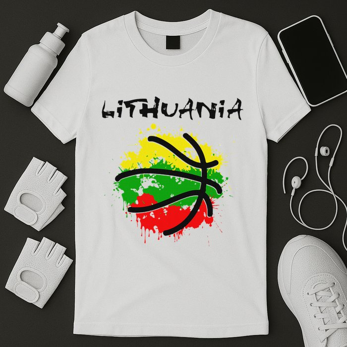 Lithuania Basketball Abstract Lithuania Strong Basketball T-Shirt