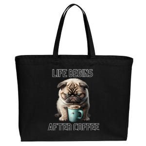 Life Begins After Coffee, Coffee Lover Cotton Canvas Jumbo Tote