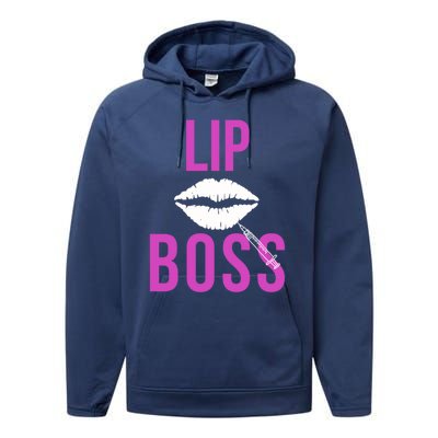 Lip Boss Aesthetic Nurse Injector Botox Filler Pullover Hoodie Performance Fleece Hoodie