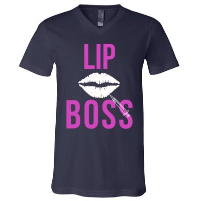 Lip Boss Aesthetic Nurse Injector Botox Filler Pullover Hoodie V-Neck T-Shirt