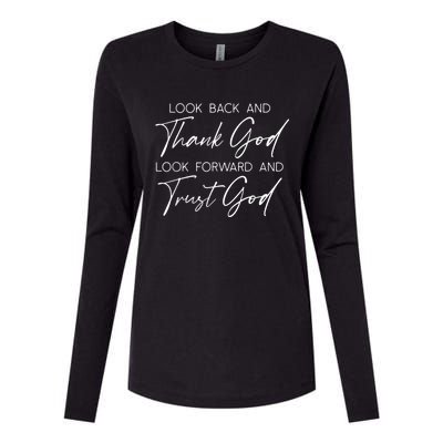 Look Back And Thank God Jesus Christian Faith Inspirational Womens Cotton Relaxed Long Sleeve T-Shirt