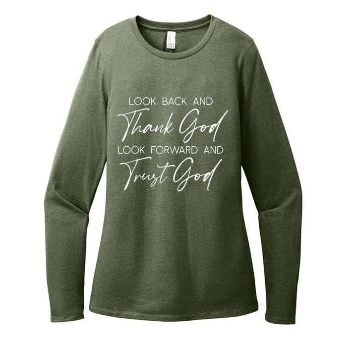 Look Back And Thank God Jesus Christian Faith Inspirational Womens CVC Long Sleeve Shirt