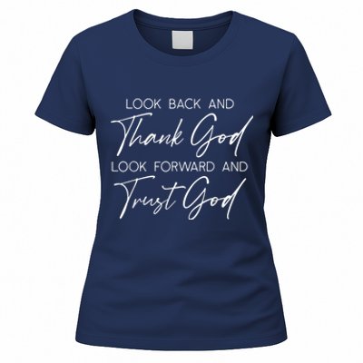 Look Back And Thank God Jesus Christian Faith Inspirational Women's T-Shirt