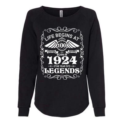 Life Begins At 100 Born In 1924 Year Of Legends Womens California Wash Sweatshirt