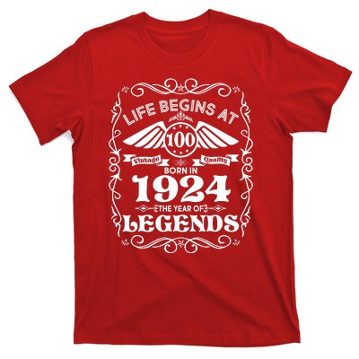 Life Begins At 100 Born In 1924 Year Of Legends T-Shirt