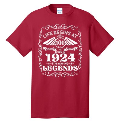 Life Begins At 100 Born In 1924 Year Of Legends Tall T-Shirt