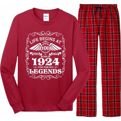 Life Begins At 100 Born In 1924 Year Of Legends Long Sleeve Pajama Set