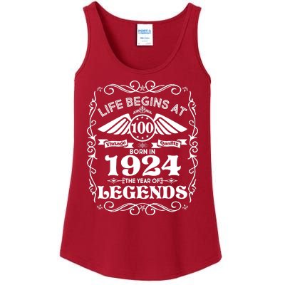 Life Begins At 100 Born In 1924 Year Of Legends Ladies Essential Tank