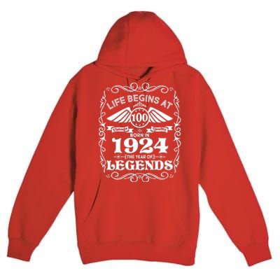 Life Begins At 100 Born In 1924 Year Of Legends Premium Pullover Hoodie