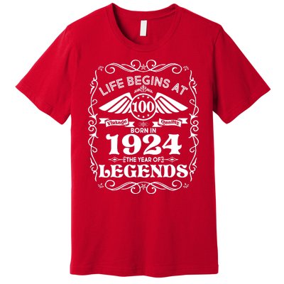 Life Begins At 100 Born In 1924 Year Of Legends Premium T-Shirt