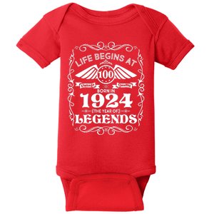 Life Begins At 100 Born In 1924 Year Of Legends Baby Bodysuit