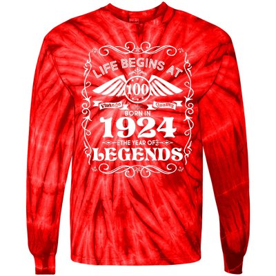 Life Begins At 100 Born In 1924 Year Of Legends Tie-Dye Long Sleeve Shirt