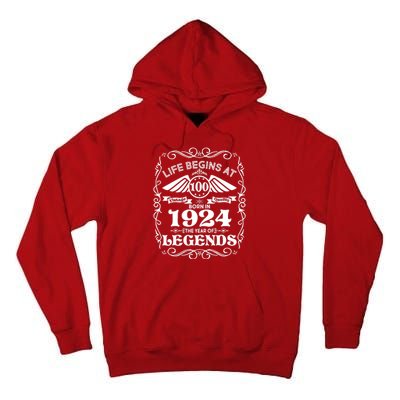 Life Begins At 100 Born In 1924 Year Of Legends Tall Hoodie