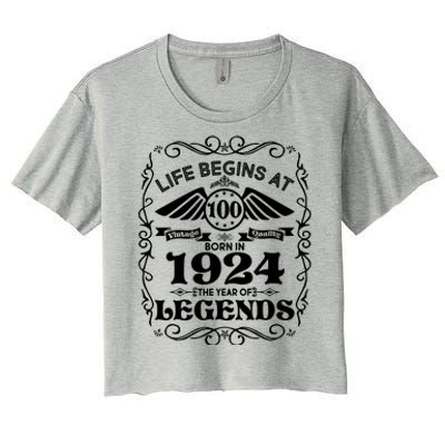 Life Begins At 100 Born In 1924 Year Of Legends Women's Crop Top Tee