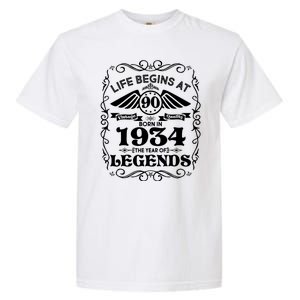 Life Begins At 90 Born In 1934 Year Of Legends Garment-Dyed Heavyweight T-Shirt