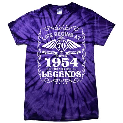 Life Begins At 70 Born In 1954 Year Of Legends Tie-Dye T-Shirt