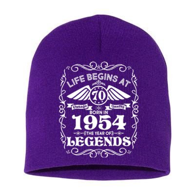 Life Begins At 70 Born In 1954 Year Of Legends Short Acrylic Beanie