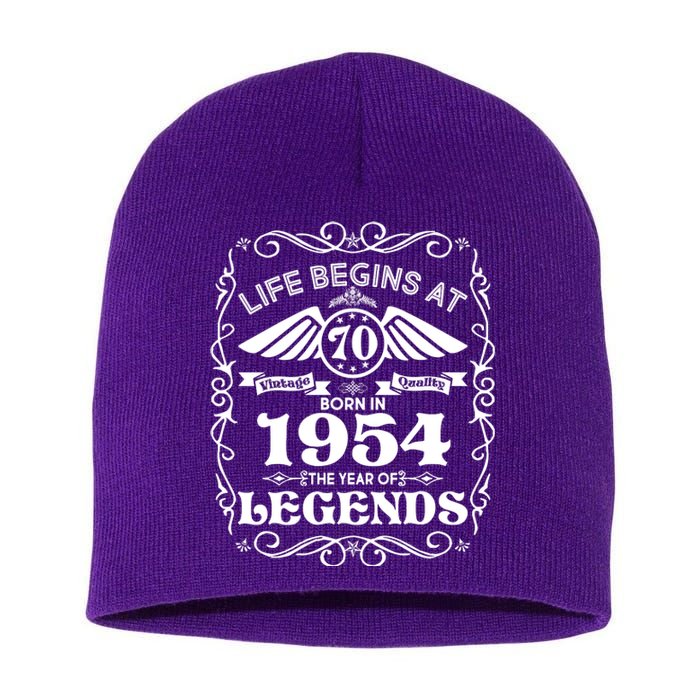 Life Begins At 70 Born In 1954 Year Of Legends Short Acrylic Beanie